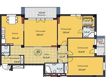 pro group: 4 комнаты, 171 м², Орто-Сай с. Элитка, 3 этаж, ПСО (под самоотделку) — 2
