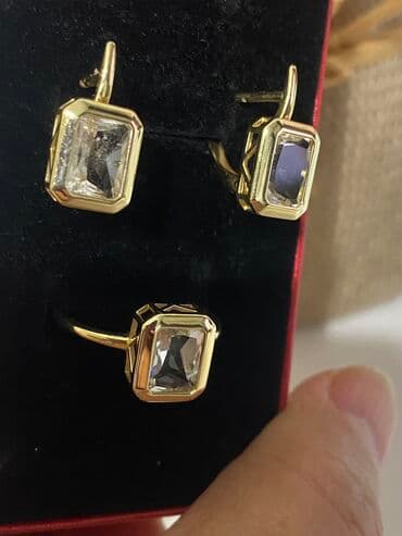 золотые серьги бу: Золотой набор! Желтое золото Италия ! Эксклюзив - натуральный камень — 3
