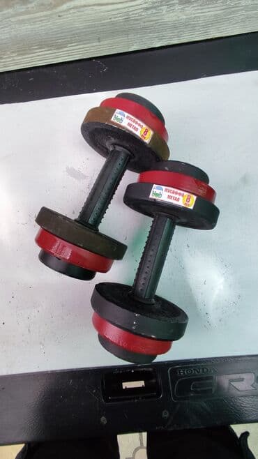 хромированные гантели: Гантели железные разборные Вес одной гантели 8кг Общий вес 16кг Цена — 1