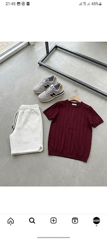 футболки оптом бишкек: Мужской комплект для повседневного образа: - Бардовый батник-футболка — 2