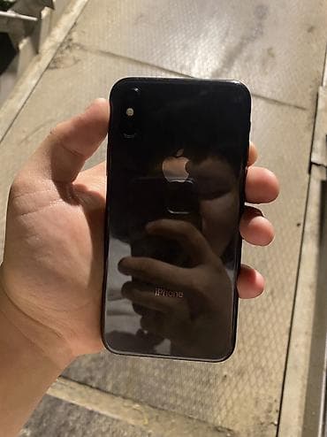IPhone X, Б/у, 64 ГБ, Jet Black, Зарядное устройство, Защитное стекло, Чехол, 100 %