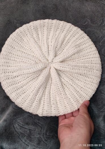 шапка с ушками которые поднимаются купить: Шапка, Беретка, Хлопок, Осень-весна, Вязаная модель — 3