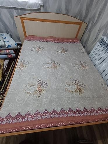 Дом и сад: Двуспальная кровать с изголовьем + наматрасник - Размер спального — 1