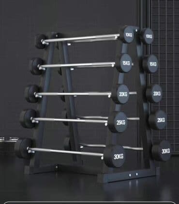 набор фишек для покера: Набор обрезиненных штанг 5шт с прямым грифом 10кг, 15кг, 20кг — 1