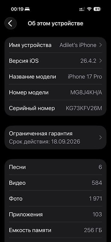 телеви: IPhone 17 Pro, Б/у, 256 ГБ, Синий, Чехол, 98 % — 8