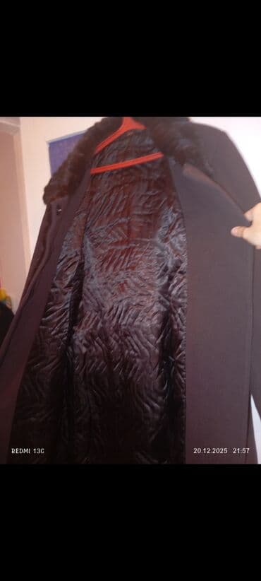 пуховик мех: Пальто, Классика, Осень-весна, Длинная модель — 8