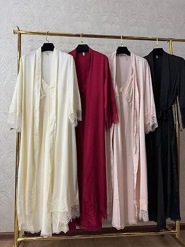 real techniques: Комплект домашней одежды: длинный халат с поясом + сорочка на — 2