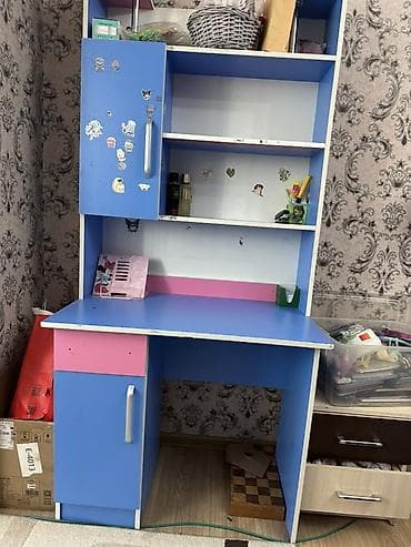 гардеробы: Детская гарнитура, Для девочки, ДСП, цвет - Синий — 1
