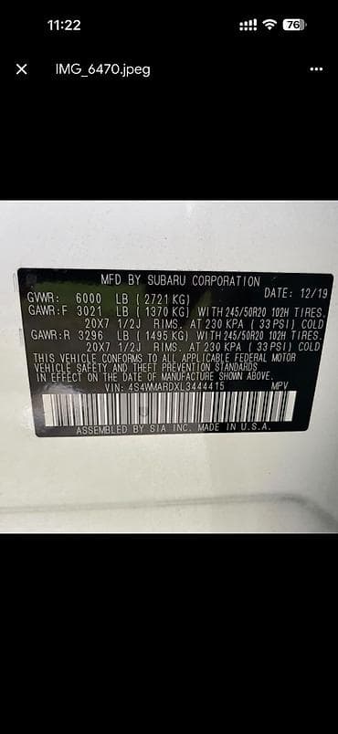 третий ряд сидение: Subaru Ascent: 2019 г., 2.4 л, Вариатор, Бензин, Кроссовер — 8