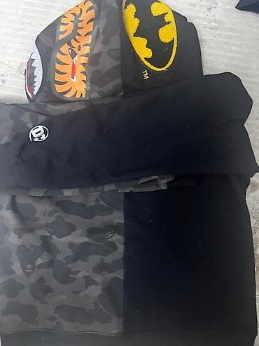 Толстовка на молнии с капюшоном BAPE Shark x Batman (камуфляж/чёрный)
