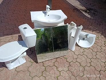 туалетный столики: Тумба для ванны, С раковиной, цвет - Белый — 1