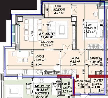 Продажа квартир: 2 комнаты, 82 м², Элитка, 3 этаж, Готовая ПСО (под самоотделку) — 2
