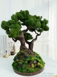 офисные растения: Декоративное дерево бонсай, выполненное из стабилизированного мха — 37