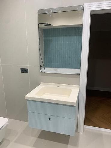 зеркала камод: Тумба для ванны, Новый, С раковиной, ЛДСП, В рассрочку, Бесплатная доставка, цвет - Голубой — 6