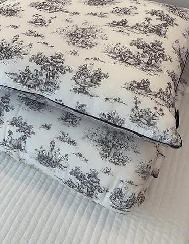 черное постельное белье: Стеганый комплект для спальни с классическим принтом Toile de Jouy — 2