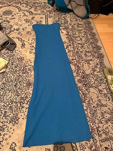 Жынсылар: Платье-микс 2-в-1: синее трикотажное миди + верх-рубашка в тонкую — 6