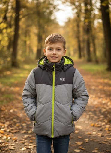 спортивное оборудование: Детская зимняя куртка LAS Outwear, рост 116 - Цвет: серый меланж с — 1