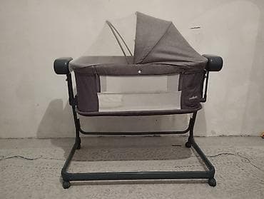 bed table: Детская приставная кроватка, С колесиками, цвет - Серый — 1