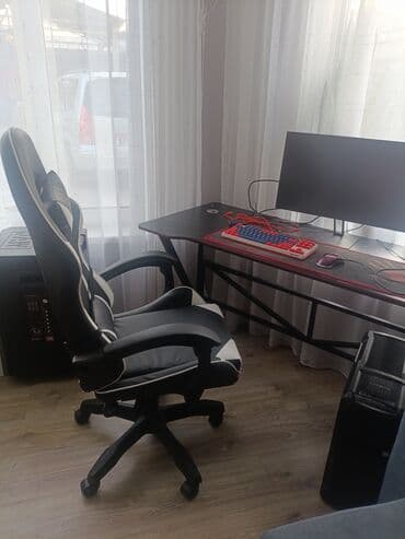 компьютерные стулья: Игровое кресло, Новый, С колесиками, цвет - Черный, Экокожа — 4