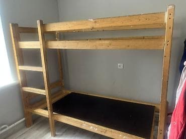 детский двухярусный кровать: Двухъярусная детская кровать, Б/у, Натуральное дерево, цвет - Золотой — 7