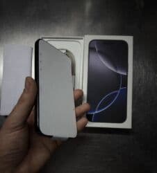 телефонов айфон: IPhone 16 Pro Max, Колдонулган, 256 ГБ, Black Titanium, Коргоочу айнек, Кабель, Куту, 90 % — 2