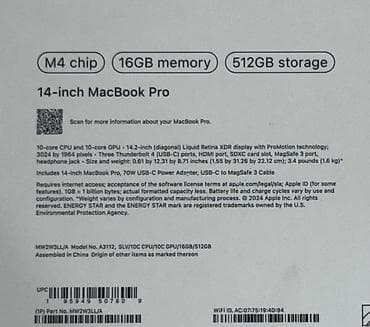 m1 max: MacBook Pro 14 M4, 16 /512 ГБ, silver, 9 циклов, полный комплект — 3