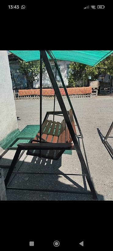 Мебель: Садовые качели Металл, Со спинкой, С крышей — 1