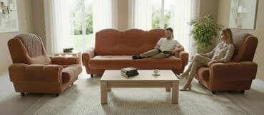 удобная мебель: Комплект мягкой мебели, цвет - Оранжевый — 2