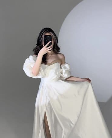 свадебные платья в бишкеке цены на прокат: Вечернее платье белого цвета - Длинное струящееся платье в пол из — 1