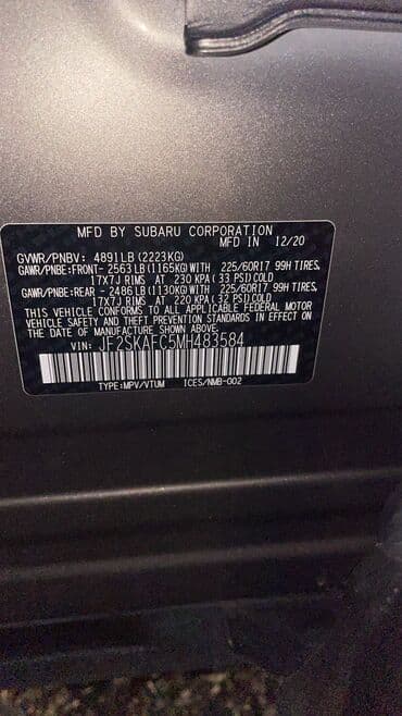 обмен с доплатой: Subaru Outback: 2020 г., 2.5 л, Вариатор, Бензиновая, Универсал — 5