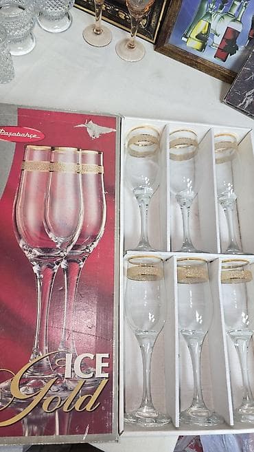 очки фирменные: Фужеры 1997г. ТУРЦИЯ, новые, в золоте, от "Pashabahce", серия "Ice — 1