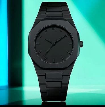 арзан товар: Минималистичные наручные часы в монохромном черном исполнении. - — 1