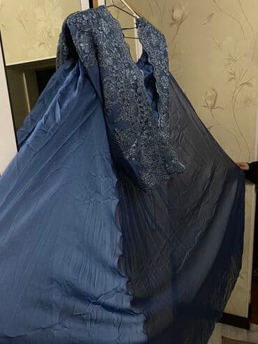 коктейльное платье синего цвета: Бальное платье, Длинная модель, цвет - Голубой, L, В наличии — 21