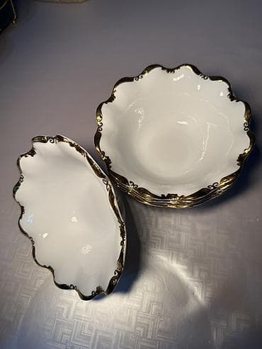 double a: Набор десертных/салатных пиал из фарфора с золотым декором,чашка — 3