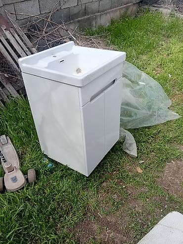 Тумбы и подставки: Тумба для ванны, С раковиной, ЛДСП, цвет - Белый — 1