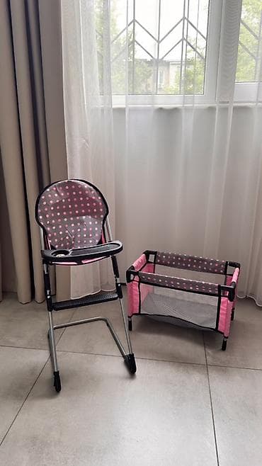 game consoles: Игровой набор для кукол: коляска, стульчик для кормления и манежик — 3