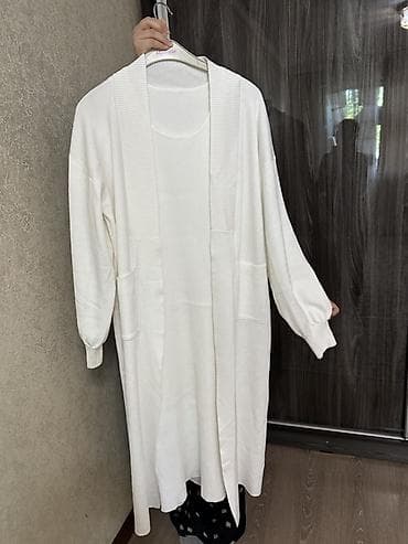 Личные вещи: Костюм-твинсет: трикотажное белое платье + длинный кардиган - Цвет — 5