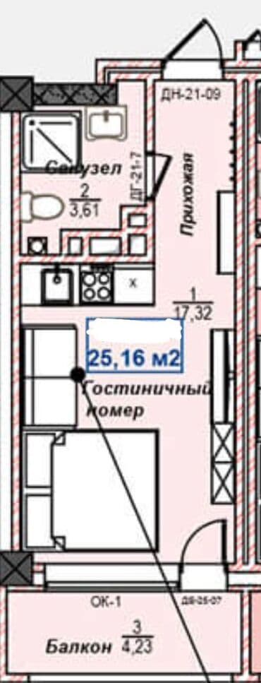 дом с мансардой: 1 бөлмө, 25 м², Элитка, 4 кабат, ПСО (өзү оңдоп түзөтүп бүтүү үчүн) — 18