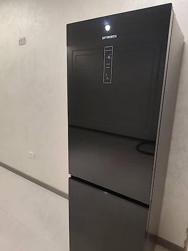 табылга бишкек бытовая техника: Холодильник Skyworth с нижней морозильной камерой, черное стеклянное — 1