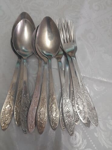 ложка вилка: Столовые ложки и вилки советские нержавейки. Отдам все по 50 сом шт — 8