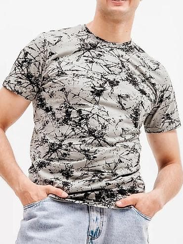 футболки бодибилдинг: Футболка мужская с абстрактным принтом - Материал: 100% хлопок — 1