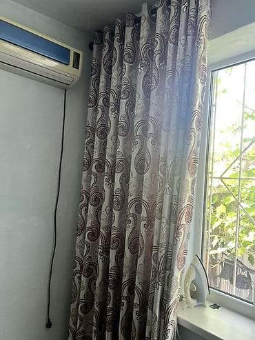 Комплект штор, Сатин, С тюлем в комплекте, Готовое изделие, Б/у