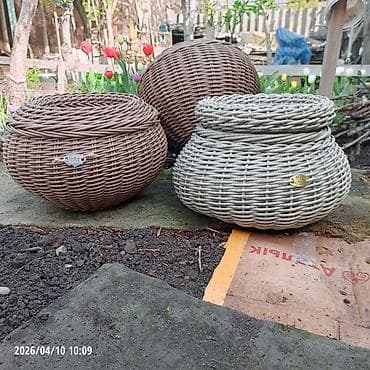 4 pot: Плетёные кашпо для растений - Материал: лоза/ротанг (плетение — 9