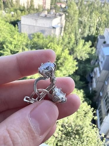 кассио: Серебряные серьги, Проба 925, Цирконий, Женские — 6