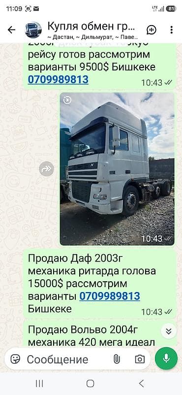 машина обмен на скот: Тягач, DAF, Без прицепа — 6