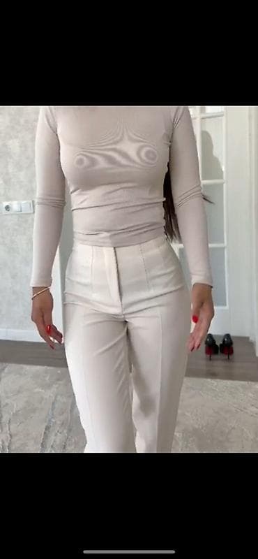 брюки классика женские: Женские брюки классического кроя - Цвет: молочный/айвори - Посадка — 4