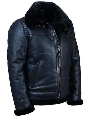 Мужская кожаная куртка-бомбер с меховым воротником - Материал верха