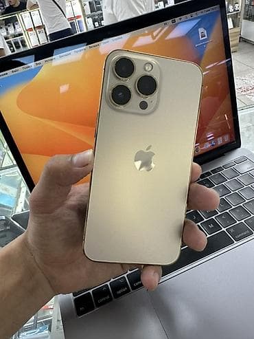 apple max: IPhone 13 Pro, Б/у, 256 ГБ, Золотой, Защитное стекло, Чехол, 97 % — 1