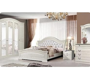 тумбочка зеркала: Спальный гарнитур, Б/у, Двуспальная кровать, МДФ, Самовывоз, цвет - Белый — 1