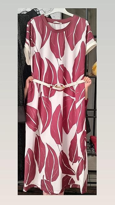 футболка борз: Повседневное платье, Турция, Лето, Длинная модель, Прямое, M — 2